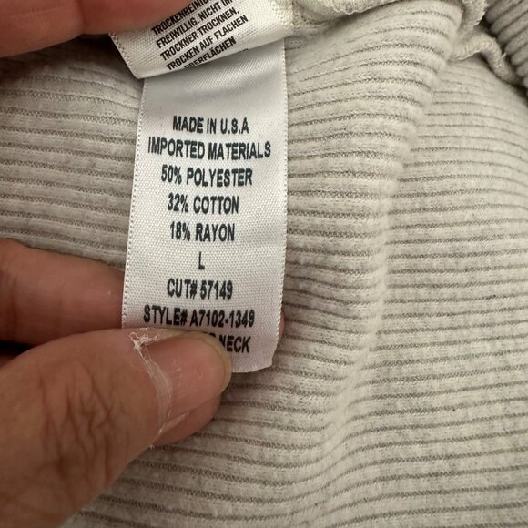 Agolde Rib Knit Top Maya Scoop Neckline Long Sleeve Minimalist Grey Sz L - Picture 11 of 14